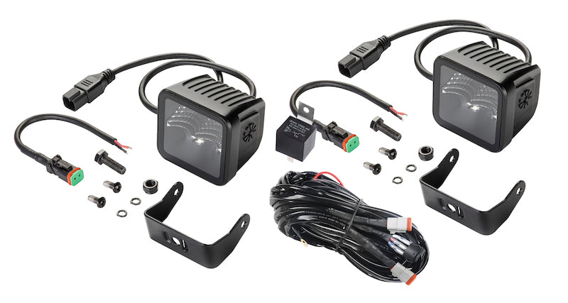 Hella Universal Black Magic 3.2in L.E.D. Cube Kit - Flood Beam Hella Fog Lights  AXOPROS