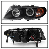 Spyder BMW E46 3-Series 02-05 4DR Projector Headlights 1PC LED Halo Blk PRO-YD-BMWE4602-4D-AM-BK SPYDER Headlights  AXOPROS