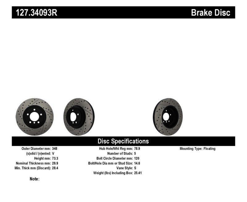 StopTech 07-09 BMW 335 (E90/E92/E93) Slotted & Drilled Right Front Rotor Stoptech Brake Rotors - Slot & Drilled  AXOPROS