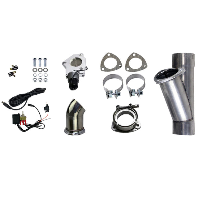 Granatelli 2.5in Aluminized Mild Steel Electronic Exhaust Cutout System w/Slip Fit & Band Clamps Granatelli Motor Sports Exhaust Cutouts  AXOPROS