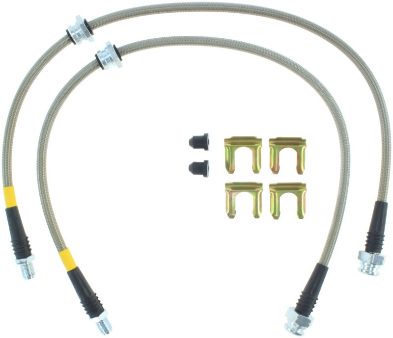 StopTech 89-98 Nissan 240SX (5 Lug w/ 300ZX Upgrade) Front Stainless Steel Brake Lines Stoptech Brake Line Kits  AXOPROS