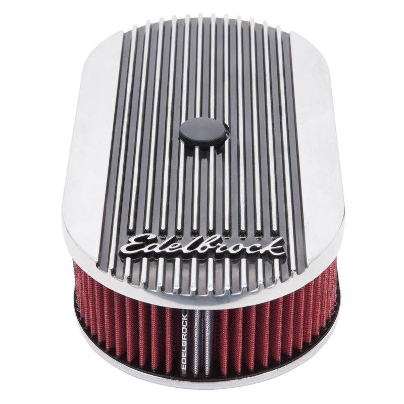 Edelbrock Air Cleaner Elite II Oval Single 4-Bbl Carb 2 5In Red Element Polished Edelbrock Air Filters - Universal Fit  AXOPROS