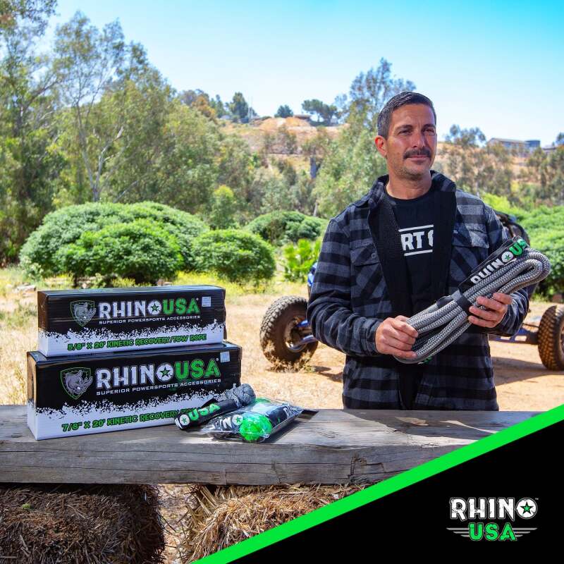 Rhino USA Kinetic Energy Recovery Rope (1.25In X 30Ft) Black Rhino USA Cargo Tie-Downs  AXOPROS