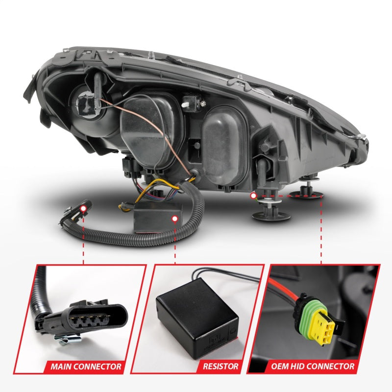 ANZO ANZO 05-13 Chevrolet Corvette Projector Headlights w/switchback & Sequential LED - Black Amber Headlights aftermarket performance part
