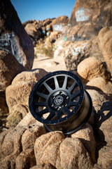 ICON Compression 18x9 6x5.5 0mm Offset 5in BS 106.1mm Bore Double Black Wheel ICON Wheels - Cast  AXOPROS