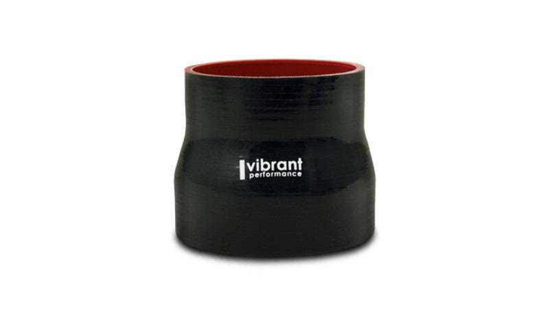Vibrant 3.5in I.D. x 4.250in I.D. x 4.5in Long 4 Ply Gloss Black Silicone Transition Hose Vibrant Silicone Couplers & Hoses  AXOPROS
