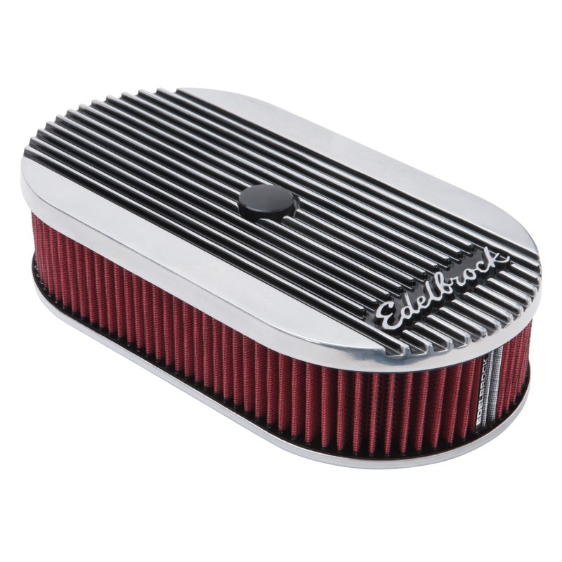 Edelbrock Air Cleaner Elite II Oval Single 4-Bbl Carb 2 5In Red Element Polished Edelbrock Air Filters - Universal Fit  AXOPROS