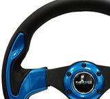 NRG Reinforced Steering Wheel (320mm) Blk w/Blue Trim NRG Steering Wheels  AXOPROS