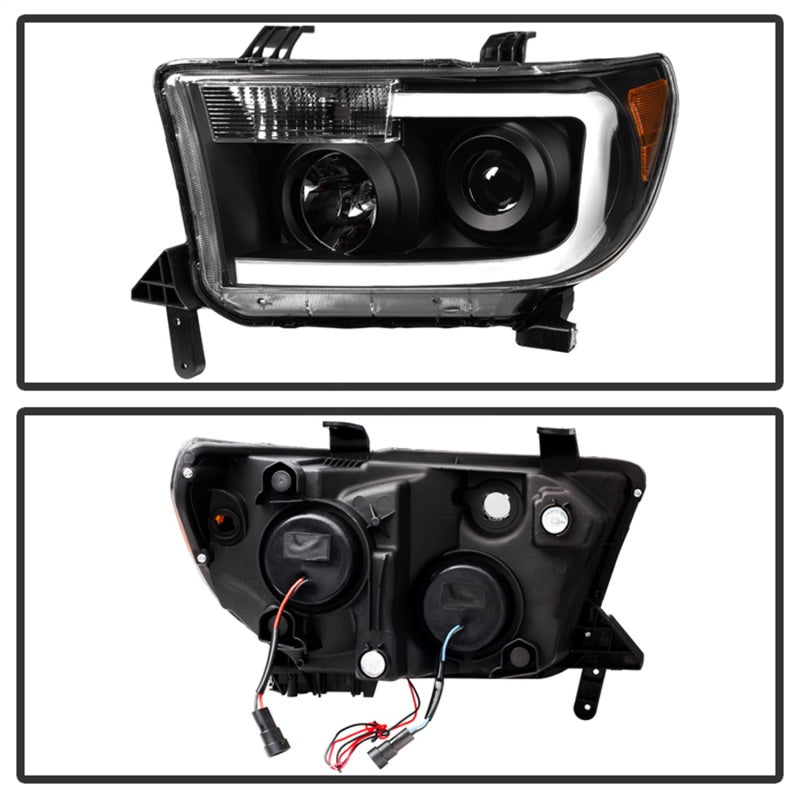 Xtune Toyota Tundra 07-13 LED Light Bar Projector Headlights Black PRO-JH-TTU07-LED-BK SPYDER Headlights  AXOPROS