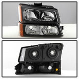 Xtune Chevy Silverado 2500HD 03-06 Crystal Headlights w/ Bumper Lights Black HD-JH-CSIL03-AM-BK-SET SPYDER Headlights  AXOPROS