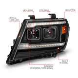 ANZO 09-20 Nissan Frontier Black Projector Plank Style DRL w/ Switchback & Sequential LED DRL ANZO Headlights  AXOPROS