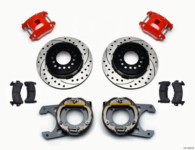 Wilwood D154 P/S P-B Kit Drilled-Red Chevy C-10 2.42 Offset 5-lug Wilwood Big Brake Kits  AXOPROS