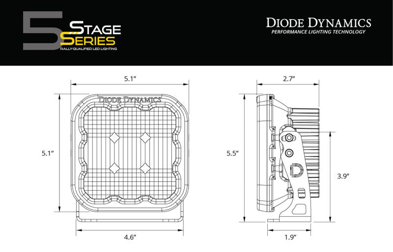 Diode Dynamics SS5 LED Pod Sport - Yellow Combo (Pair) Diode Dynamics Light Accessories and Wiring  AXOPROS