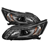 Spyder Honda Accord 2013-2015 4DR Projector Headlights Light Bar DRL Black PRO-YD-HA13-LBDRL-BK SPYDER Headlights  AXOPROS