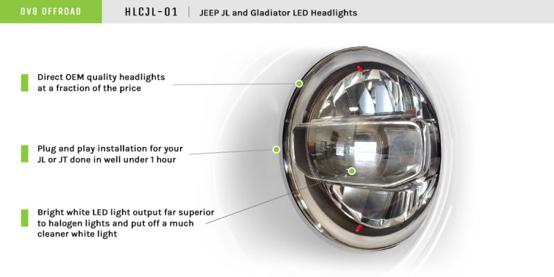 DV8 Offroad 2018+ Jeep Wrangler JL/Gladiator LED Projector Headlights DV8 Offroad Headlights  AXOPROS