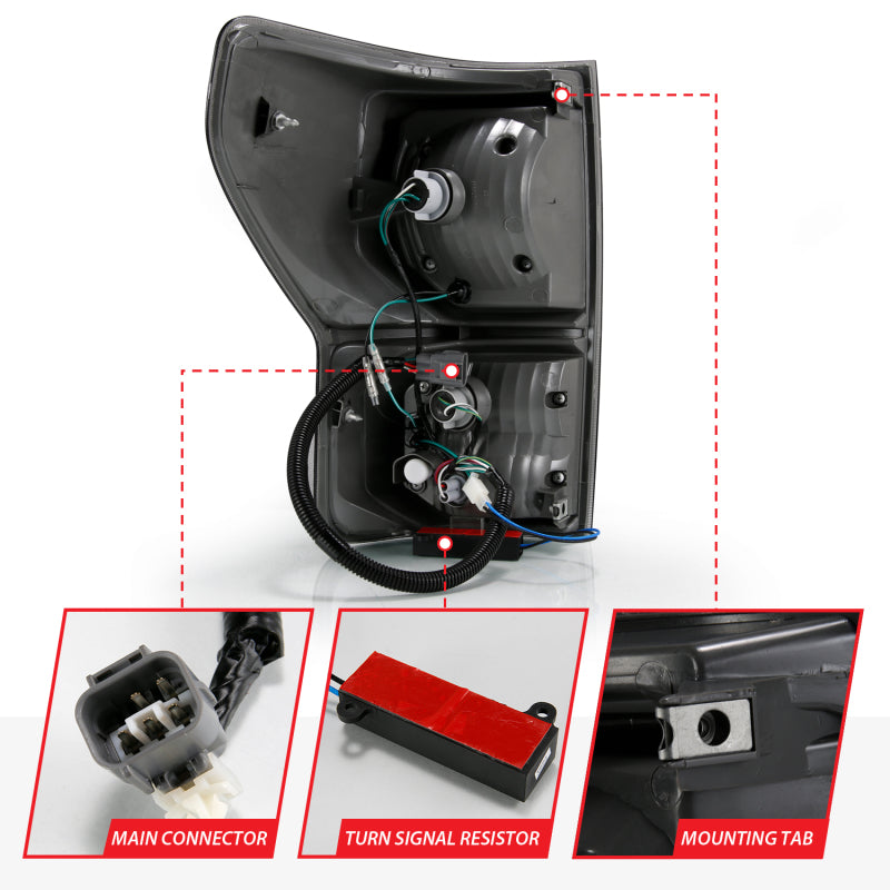 ANZO 2007-2013 Toyota Tundra LED Taillights Plank Style Black w/Smoke Lens ANZO Tail Lights  AXOPROS