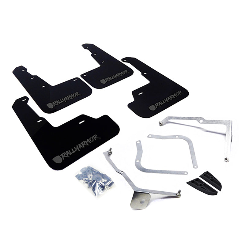 Rally Armor 15-21 Subaru WRX/STI Black Mud Flap Grey Altered Font Logo Rally Armor Mud Flaps  AXOPROS