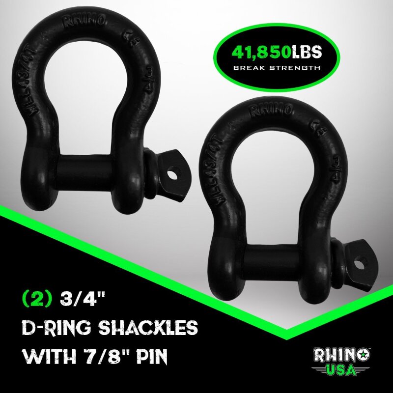 Rhino USA 30Ft Tow Strap/Shackles Combo Rhino USA Shackle Kits  AXOPROS