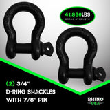 Rhino USA 30Ft Tow Strap/Shackles Combo Rhino USA Shackle Kits  AXOPROS