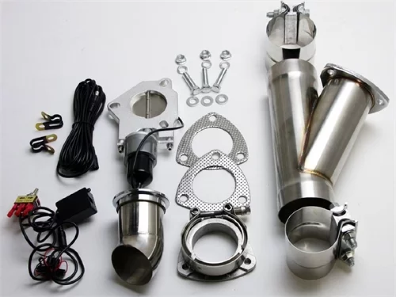 Granatelli 2.25in Aluminized Mild Steel Electronic Exhaust Cutout w/Slip Fit & Band Clamps Granatelli Motor Sports Exhaust Cutouts  AXOPROS