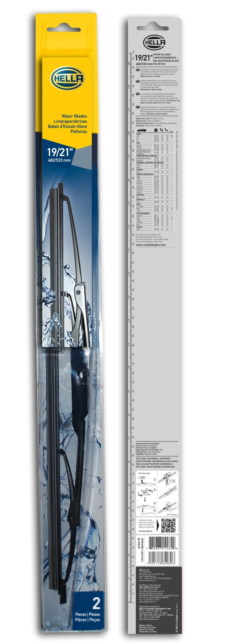 Hella Standard Wiper Blade 19in/21in - Pair Hella Exterior Trim  AXOPROS