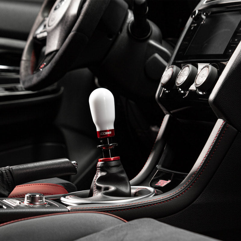 Cobb Subaru 6-Speed Tall Weighted COBB Shift Knob - White (Incl. Both Red + Blk Collars) COBB Shift Knobs  AXOPROS
