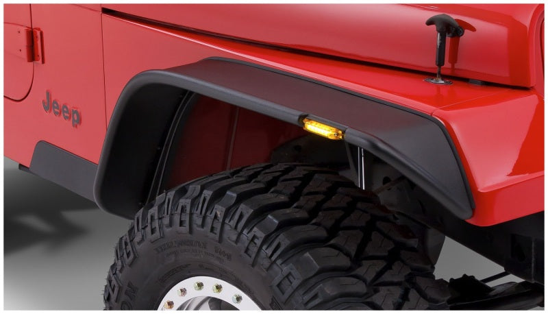 Bushwacker 87-95 Jeep Wrangler Flat Style Flares 4pc Excludes Renegade - Black Bushwacker Fender Flares  AXOPROS
