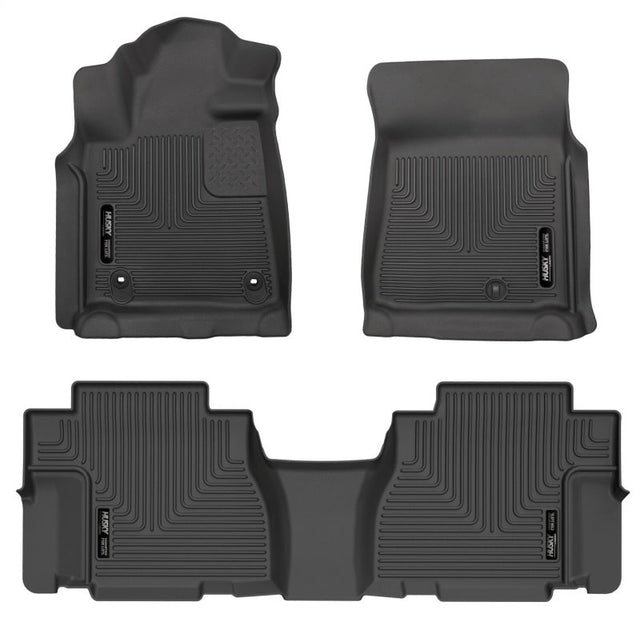 Husky Liners 12-22 Toyota Sequoia Weatherbeater Front & 2nd Seat Floor Liners - Black Husky Liners Floor Mats - Rubber  AXOPROS