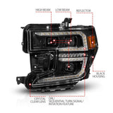 Anzo 19-21 GMC Sierra 1500 LED Projector Headlight w/Switchback+Sequential - Black ANZO Headlights  AXOPROS