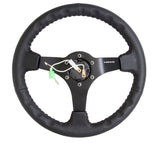 NRG Reinforced Steering Wheel (350mm / 3in. Deep) Bk Leather w/Bk BBall Stitch (Odi Bakchis Edition) NRG Steering Wheels  AXOPROS