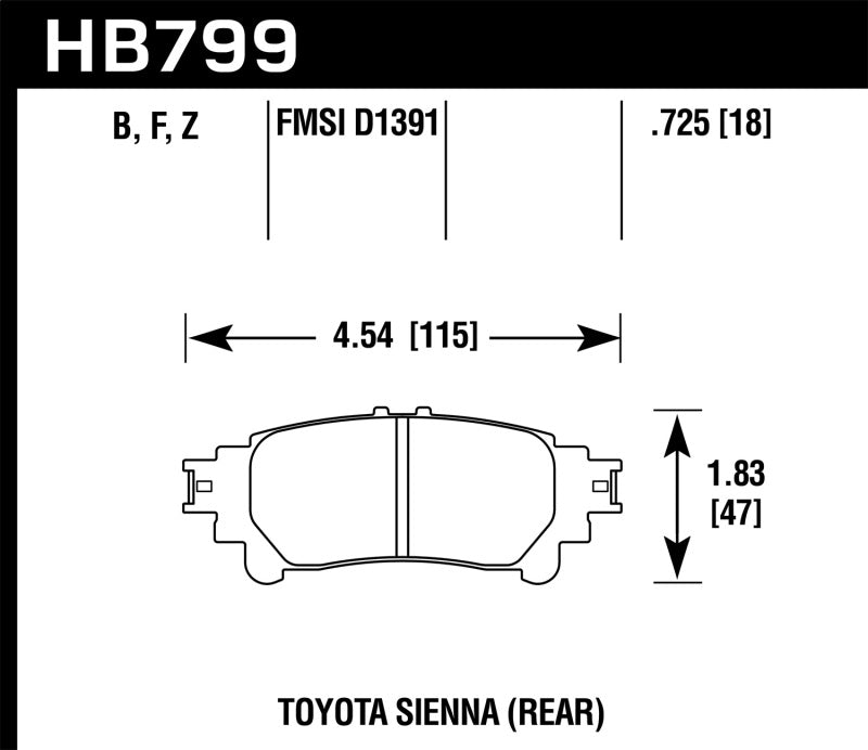 Hawk 14-16 Toyota Highlander Performance Ceramic Street Rear Brake Pads Hawk Performance Brake Pads - Performance  AXOPROS