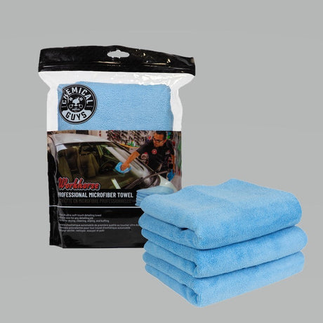 Chemical Guys Workhorse Professional Microfiber Towel - 16in x 16in - Blue - 3 Pack Chemical Guys Microfibers & Towels  AXOPROS