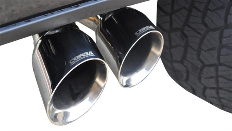 Corsa 15-20 Ford F-150 5.0L V8 (Super Crew Cab) Polished Sport Single Side Dual 4in Tips CB Exhaust CORSA Performance Catback  AXOPROS