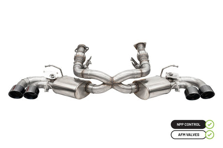 Corsa 2020-25 Corvette C8 3in Valved Cat-Back 4.5in Blk Quad Tips - Fits Factory Perf Exhaust w/ AFM CORSA Performance Catback  AXOPROS