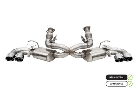 Corsa 2020-25 Corvette C8 3in Valved Cat-Back 4.5in Pol Quad Tips - Fits Factory Perf Exhaust w/ AFM CORSA Performance Catback  AXOPROS