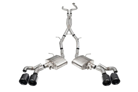 Corsa 2022-25 Caddy CT5 V Blackwing 3in. Cat-Back w/ Act. Exh. - Dbl X-Pipe - Twin 4.5in. BlkCF Tips CORSA Performance Catback  AXOPROS