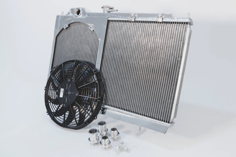 CSF 96-07 Mitsubishi Evo 4/5/6/7/8/9 Full-Slim Radiator w/12in Fan & Shroud/-16AN & Slip On Fitting CSF Radiators  AXOPROS