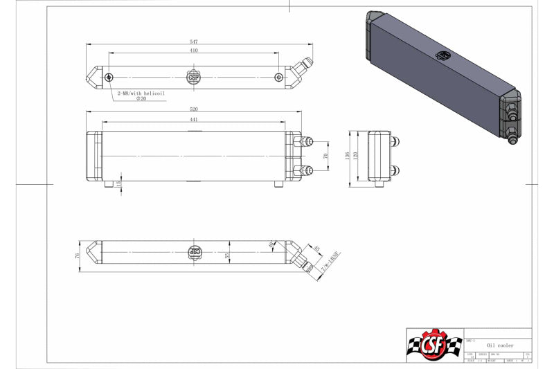 CSF Universal Dual-Pass Internal/External Oil Cooler - 22.0in L x 5.0in H x 2.25in W CSF Oil Coolers  AXOPROS