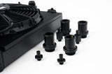 CSF Universal Half Radiator w/-16AN & Slip-On Fittings/12in SPAL Fan & Shroud - Black Finish CSF Radiators  AXOPROS