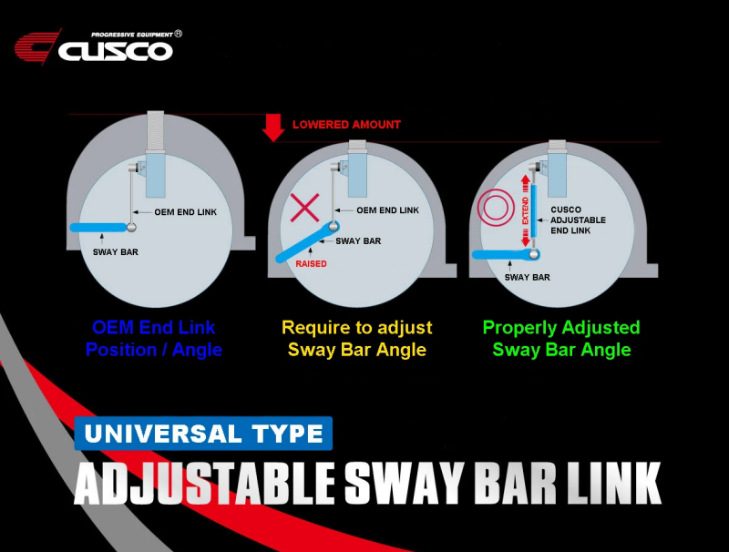 Cusco Universal Adjustable Front Sway Bar End Link Set(345mm-375mm) Cusco Sway Bar Endlinks  AXOPROS