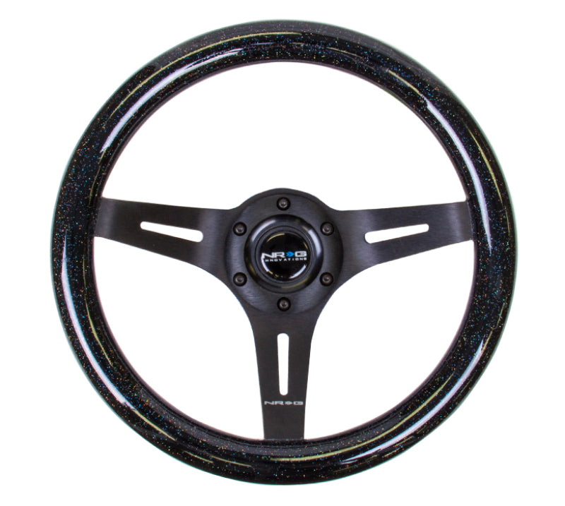 NRG Classic Wood Grain Steering Wheel (310mm) Black Sparkle w/Blk 3-Spoke Center NRG Steering Wheels  AXOPROS