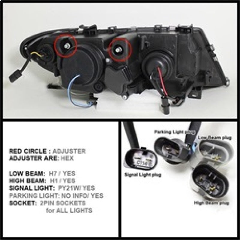 Spyder BMW E46 3-Series 02-05 4DR Projector Headlights 1PC LED Halo Blk PRO-YD-BMWE4602-4D-AM-BK SPYDER Headlights  AXOPROS