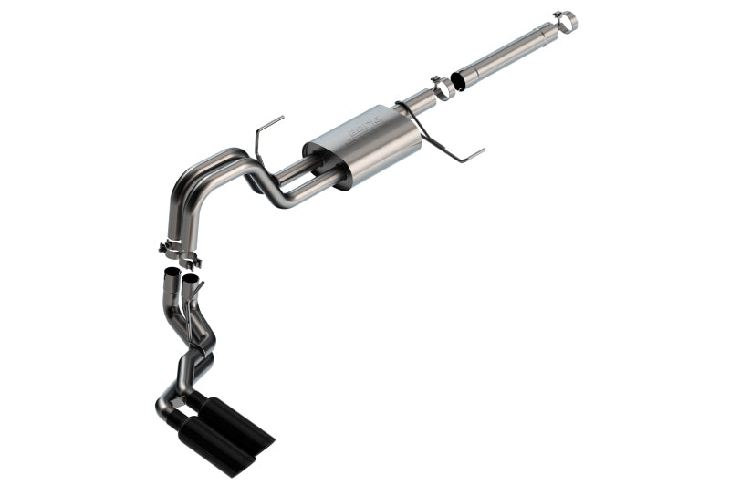 Borla 21-22 Ford F-150 Powerboost 3.5L V6 2WD & 4WD 4DR 3in, 2.25in S-TYPE Black Chrome Tips Borla Catback  AXOPROS