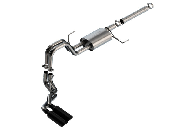 Borla 21-22 Ford F-150 Powerboost 3.5L V6 2WD & 4WD 4DR 3in, 2.25in S-TYPE Black Chrome Tips Borla Catback  AXOPROS