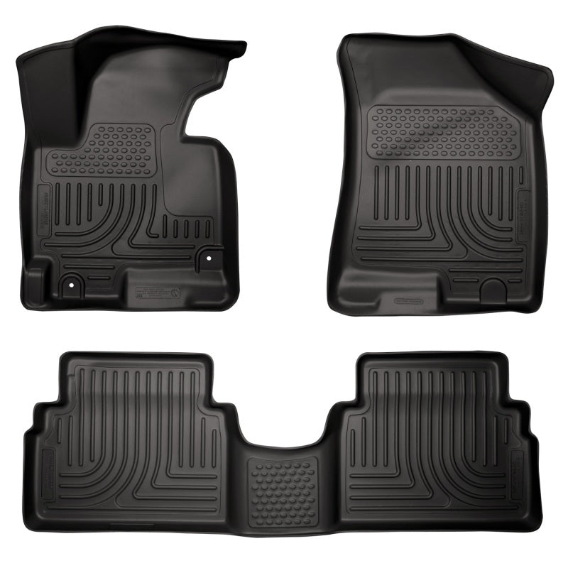 Husky Liners 2014 Kia Sportage w/Retain Hooks WeatherBeater Combo Front & 2nd Row Black Floor Liners Husky Liners Floor Mats - Rubber  AXOPROS