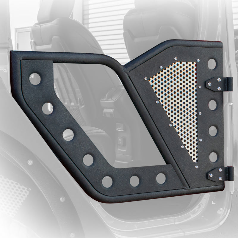 DV8 Offroad Jeep 18+ Wrangler JL / 20+ Gladiator JT Front Rock Doors w/ Perforated Aluminum Mesh DV8 Offroad Doors  AXOPROS