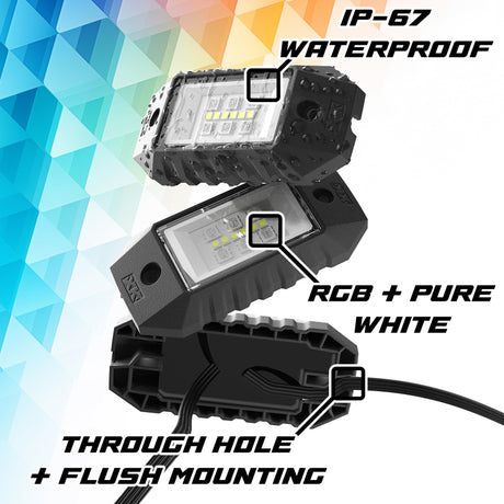 XKGLOW XK Glow RGBW 8pc Addressable LED Rock Light Kit Light Bars & Cubes aftermarket performance part