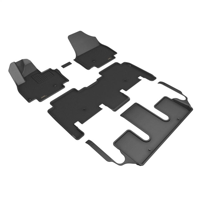3D MAXpider 2024 Kia EV9 6-Seater Kagu Black - 1st/2nd/3rd Rows 3D MAXpider Floor Mats - Rubber  AXOPROS