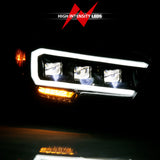 ANZO 2016-2018 Toyota Tacoma LED Projector Headlights Plank Style Black w/ Amber ANZO Headlights  AXOPROS