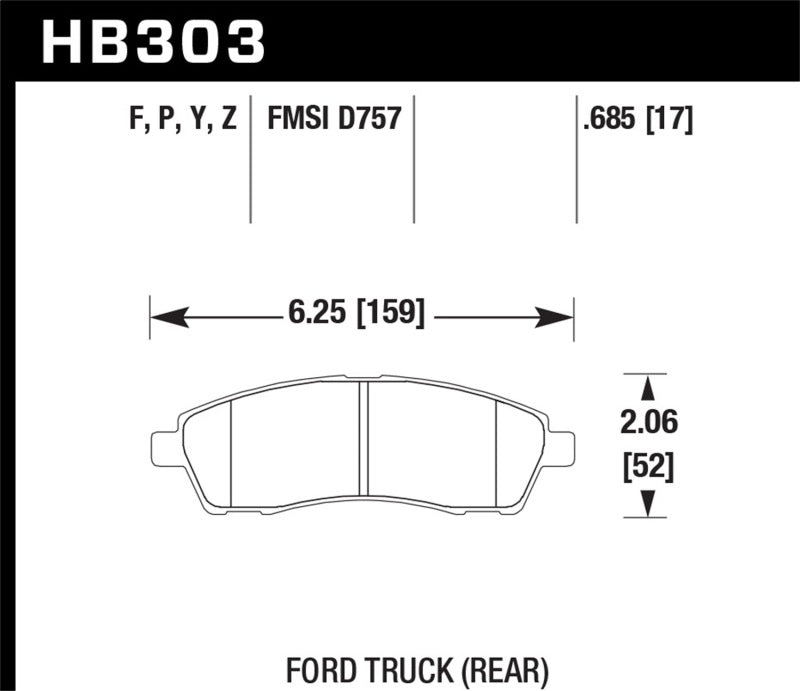 Hawk 99-05 Cadillac Excursion / 99-04 Ford F-250/F-350 Super Duty Pickup Rear LTS Street Brake Pads Hawk Performance Brake Pads - OE  AXOPROS